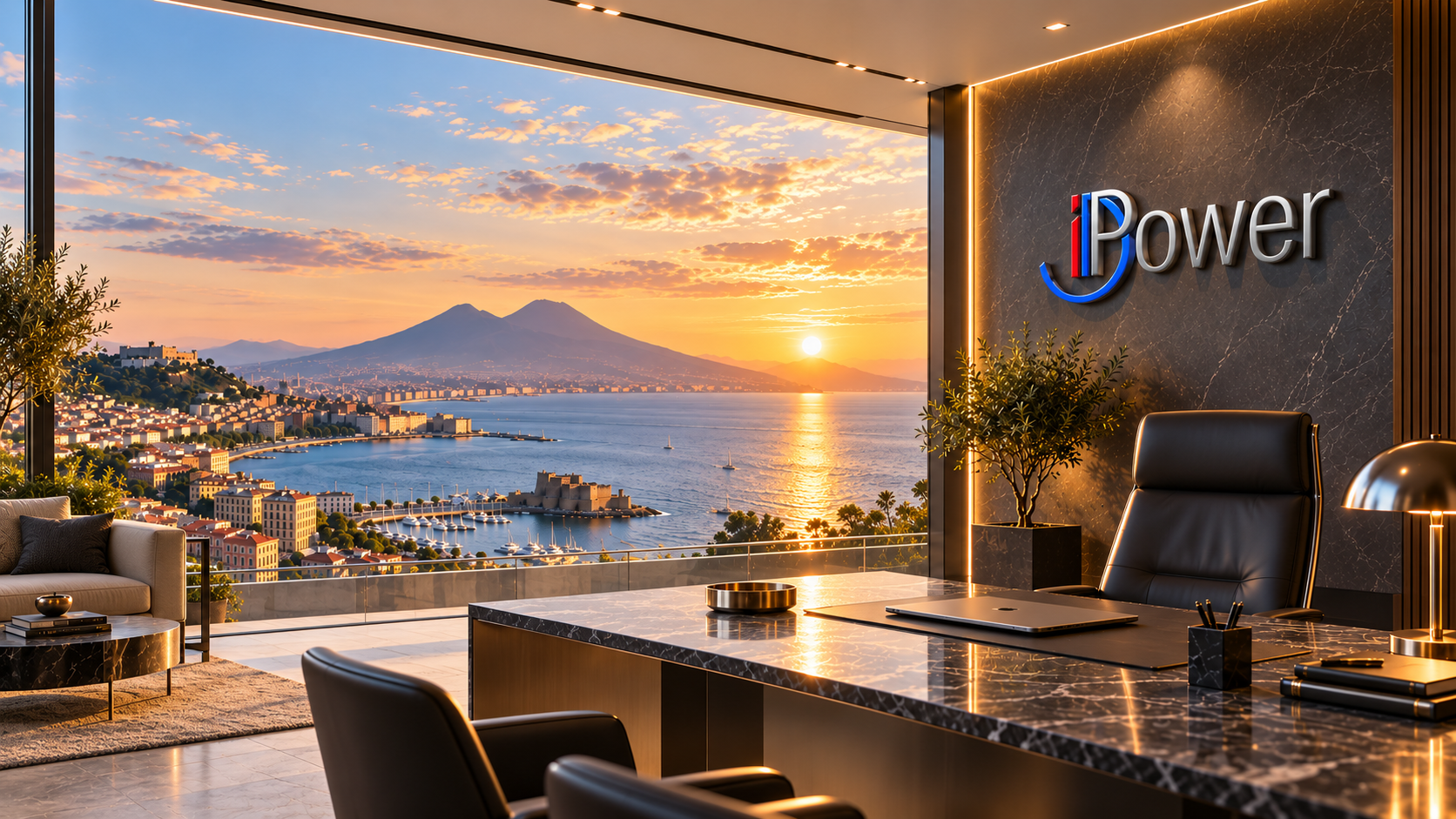 Ambiente executive ID POWER con vista sul Golfo di Napoli e Vesuvio